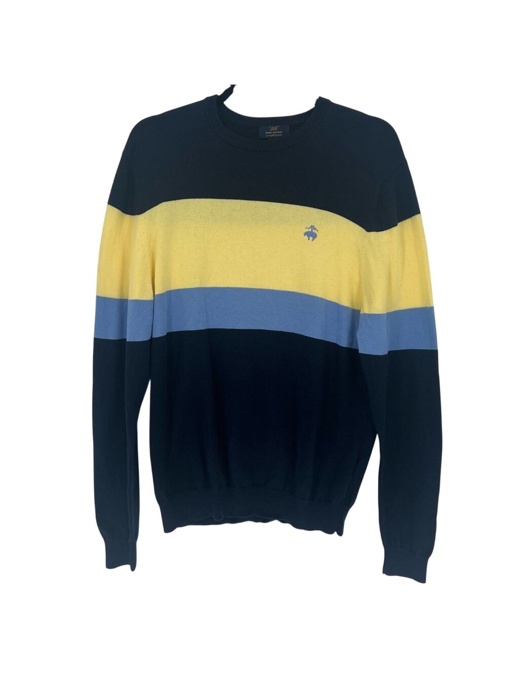 Brooks Brothers Striped Sweater - Navy, Yellow, Blue - M